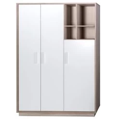 Roba Olaf Kleiderschrank 3 Türen, 4 Offene Fächer Weiß / Luna Elm