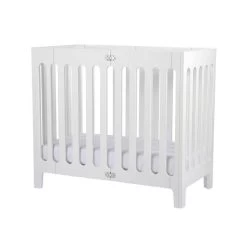 Bloom Alma Mini Babybett - Coconut White Klappbar, Inkl. Rollen