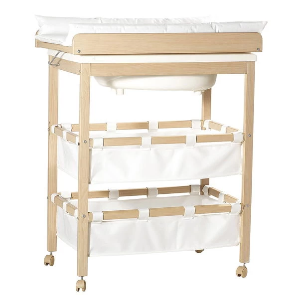 Roba Bade-Wickel-Kombi Natur Klappbarer Tisch Mit Wanne