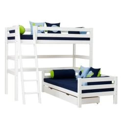 Hoppekids Eck-Hochbett ECO Luxury 90x200 Cm Mit Schräger Leiter & Absturzsicherung