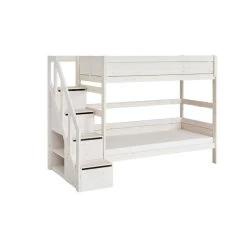 LIFETIME Etagenbett 177 Cm Mit Treppe Whitewash Kiefer, 90x200 / 90x200