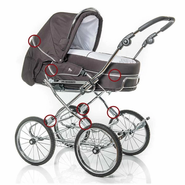 HESBA Condor Coupe Kinderwagen Außen 517 Innen 109 Räder Weiß 30 Cm, Ledergriff Weiß – Bild 6