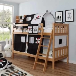 Ticaa Erni Etagenbett Buche Natur A2 Massivholz - Dessin Wählbar