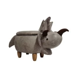 Nature Kid Tierhocker Dinosaurier Grau Mit Staufach Weich Gepolsterter Sitzhocker Für Kinder