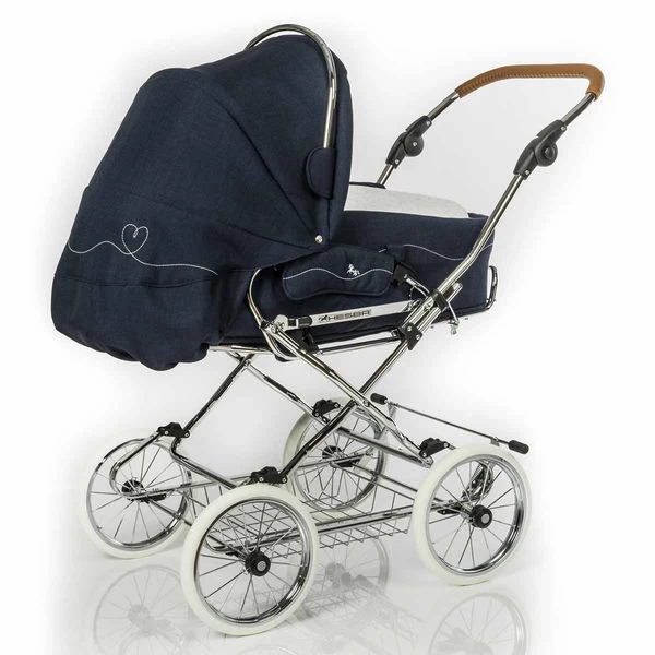 HESBA Condor Coupe Kinderwagen Außen 503 Innen 173 Räder Weiß 25 Cm, Ledergriff Hellbraun – Bild 2