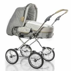 HESBA Condor Coupe Kinderwagen Außen 793 Innen 200 Teilleder Räder Schwarz 25 Cm, Ledergriff Greige