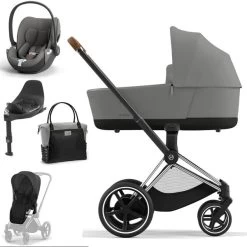 CYBEX E-PRIAM Kinderwagen Mirage Grey Bundle New Generation Inkl. 8 Zubehörartikel