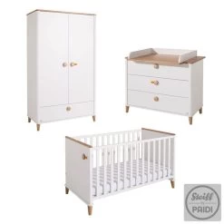 Paidi Lotte & Fynn Kinderzimmer - Steiff By PAIDI Schrank 2T 1S - Kreideweiß/Eiche Massiv