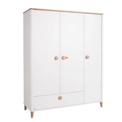 Paidi Lotte & Fynn Kleiderschrank 3T 1S Kreideweiß/Eiche Massiv - Steiff By PAIDI
