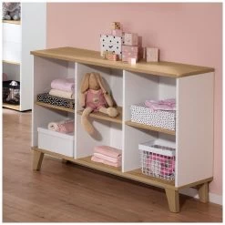 Paidi Oscar Sideboard Kreideweiß/Eiche-Nebraska 6 Offene Fächer