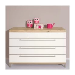 Paidi Remo Kommode Breit - 6 Schubkästen Kreideweiß/Eiche-Bordeaux - Zum Aktionspreis