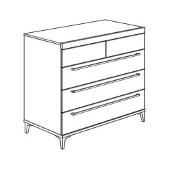 Paidi Remo Kommode 5 Schubkästen Kreideweiß/Eiche-Bordeaux - Zum Aktionspreis