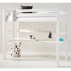 Hoppekids Hochbett ECO Luxury 90x200 Cm Mit Gerader Leiter, Tischplatte & Absturzsicherung