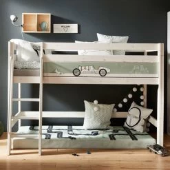 LIFETIME Halbhochbett Road Trip Whitewash Mit Rollrost, Erhöhung & Spielmatratze