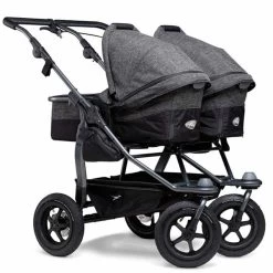Tfk Duo Kombi Kinderwagen Premium Anthrazit Zwillingswagen Mit Luftrad-Set
