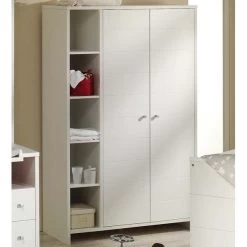 Schardt Eco Stripe Kleiderschrank 2 Türen+Regal Dekor Weiß/MDF Weiß